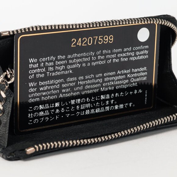 Chanel Black Caviar Leather Camellia-Embossed Key Holder - Picture 11 of 12